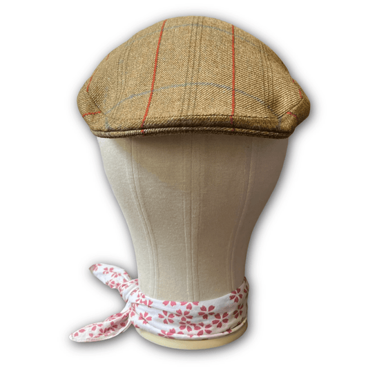 Regent - Flat Cap - Golden Green with Pale Green and Red Overcheck - Regent TailoringRegent