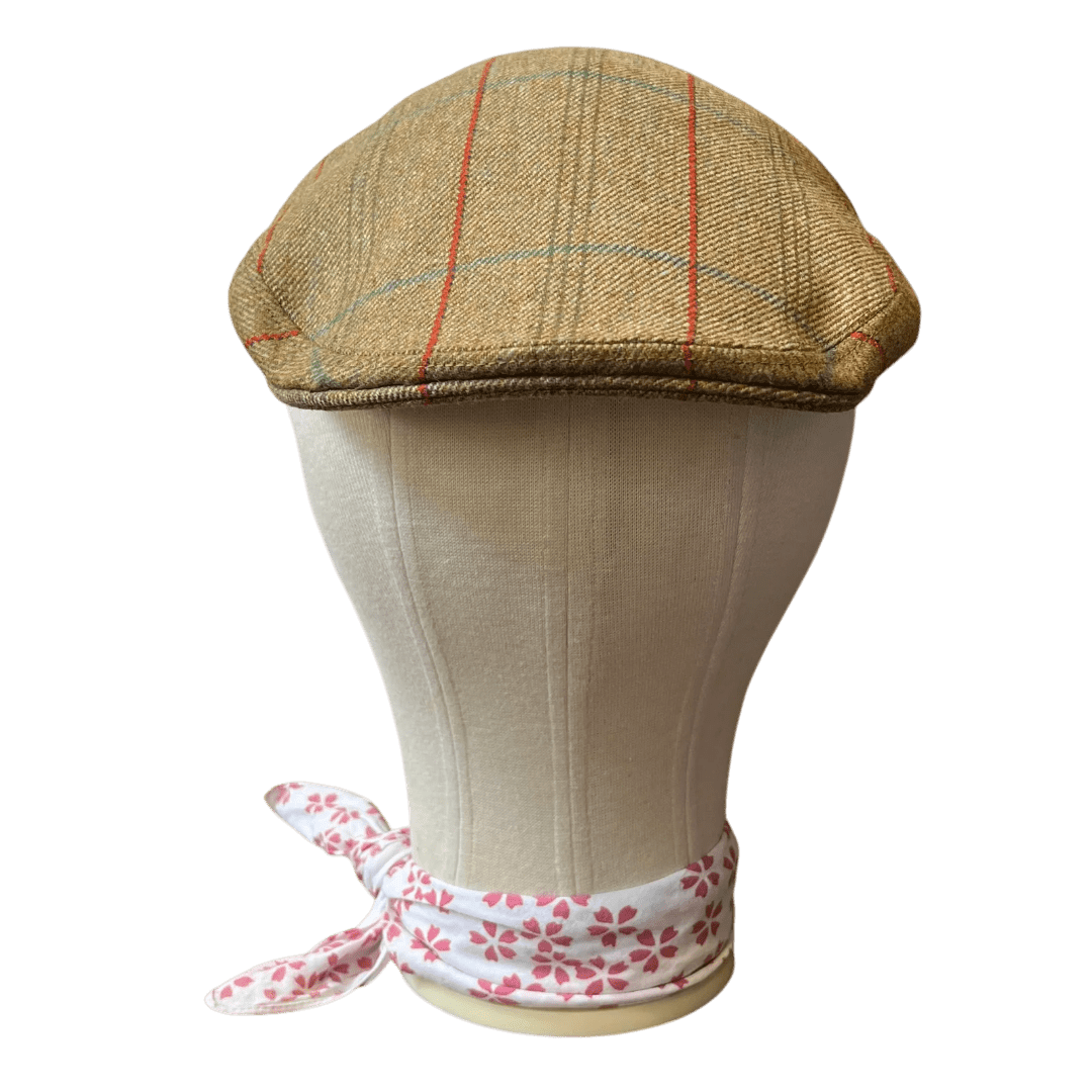 Regent - Flat Cap - Golden Green with Pale Green and Red Overcheck - Regent Tailoring Salisbury