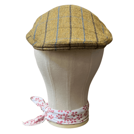 Regent - Flat Cap - Green Tweed with Dark Green and Sky Blue Overcheck - Regent Tailoring Salisbury