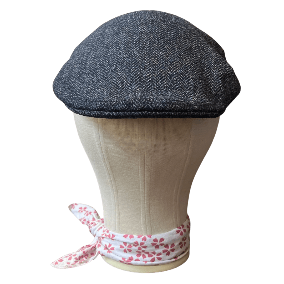 Regent - Flat Cap - Navy Blue Herringbone Tweed - Regent Tailoring Salisbury