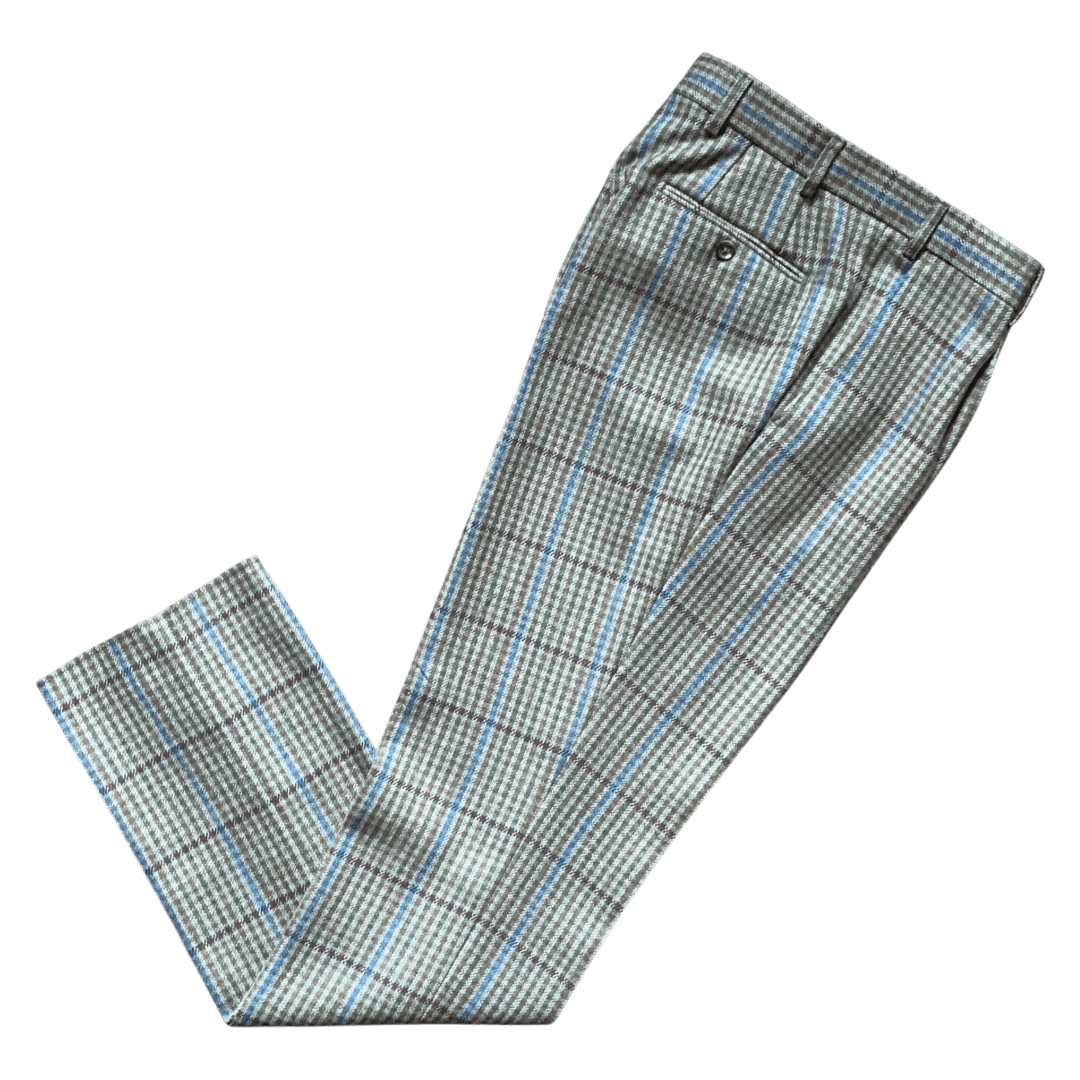 Regent - 'Glory' Trouser - Green and Russet Tweed with Burgundy Overcheck - Regent Tailoring Salisbury