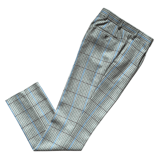 Regent - 'Glory' Trouser - Green and Russet Tweed with Burgundy Overcheck - Regent Tailoring Salisbury