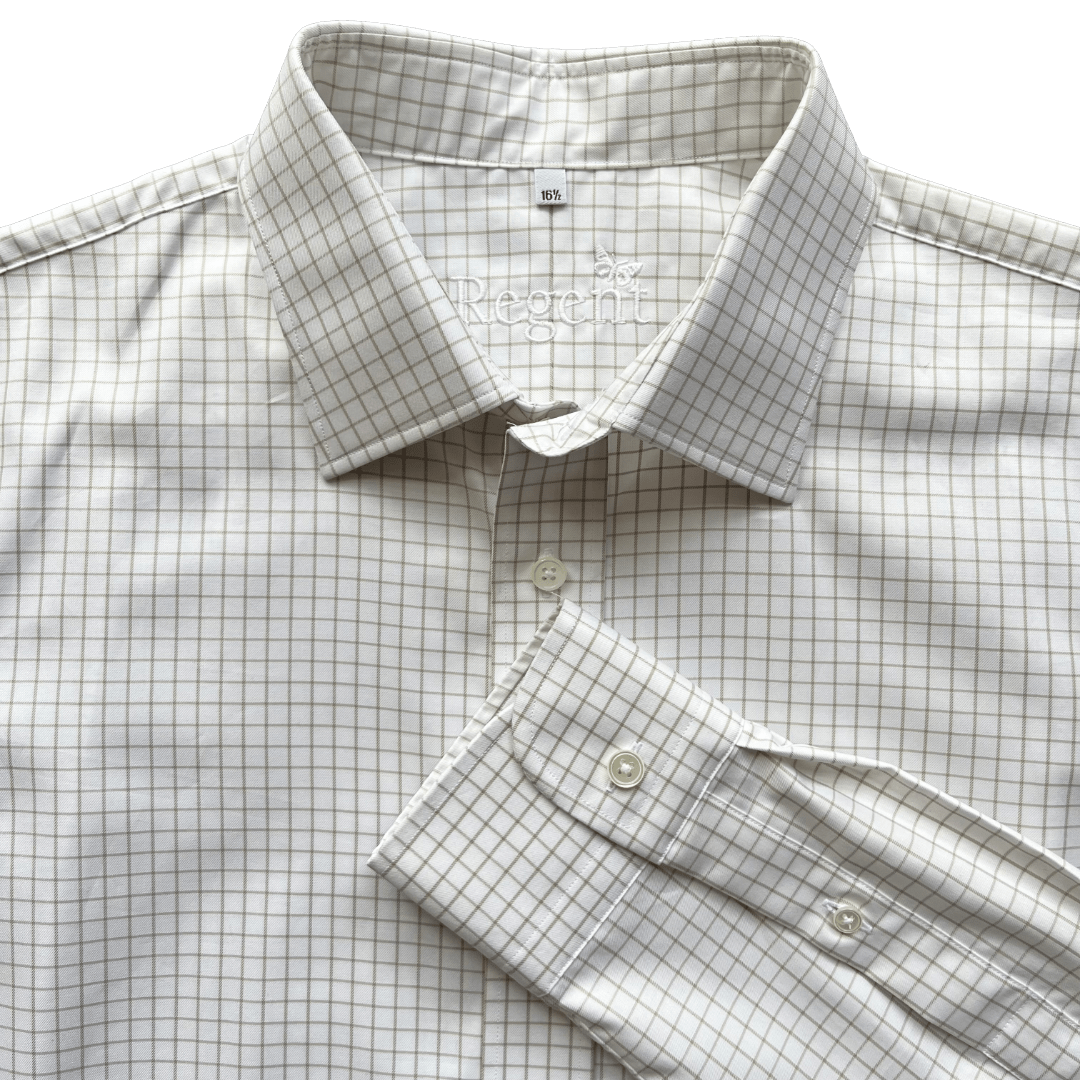 Regent - 'Godfrey' - Twill Shirt - Light Green Check - Regent Tailoring Salisbury