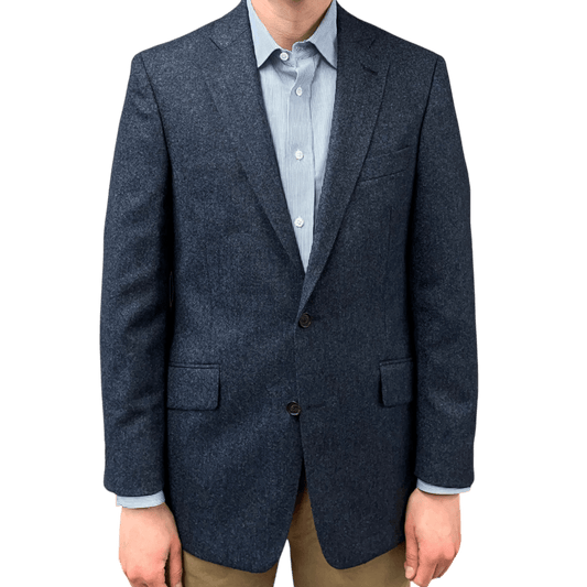 Regent - 'Harvey' Jacket - Navy with Blue Fleck Wool 350g - Abraham Moon - Regent Tailoring Salisbury