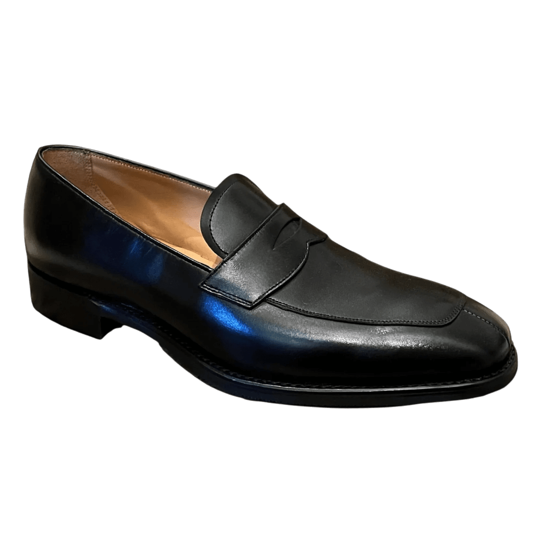 Regent - 'Henry George' Split-Toe Penny Loafer - Black Calf Leather - Regent Tailoring Salisbury