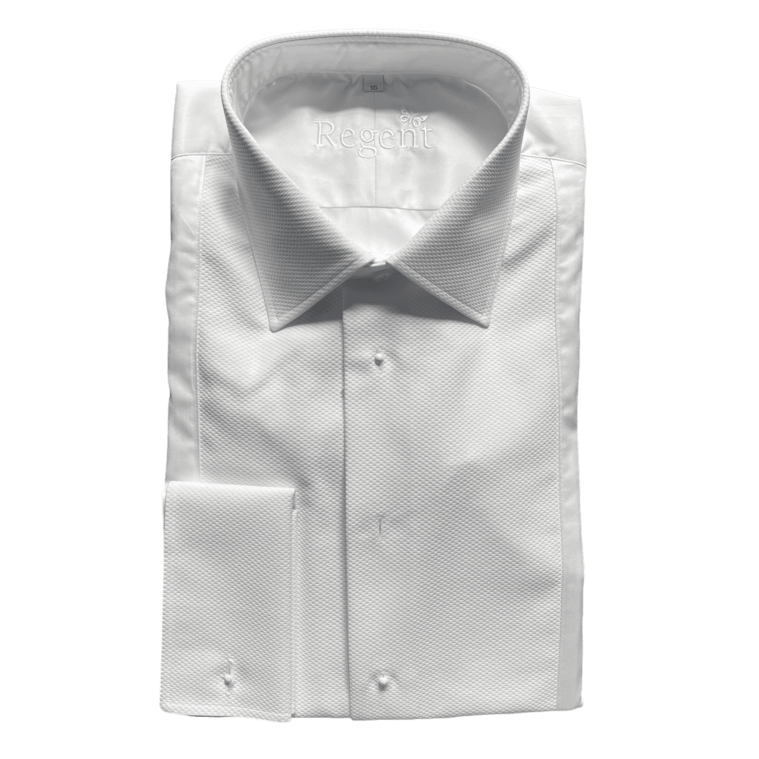 Regent - 'Heritage' - Dinner Shirt with Marcella Detail - Double Cuff - White - Regent Tailoring Salisbury