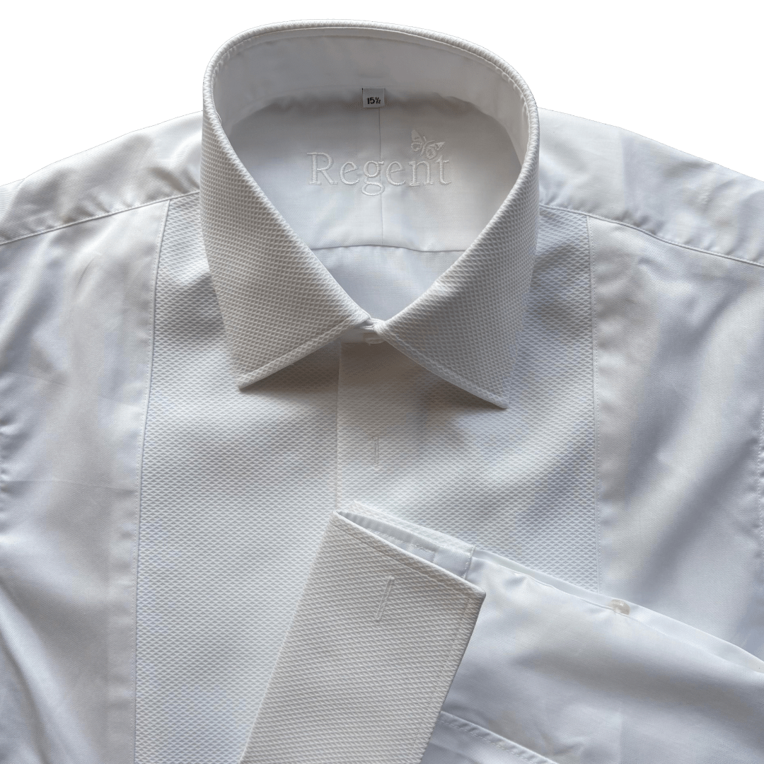 Regent - 'Heritage' - Dinner Shirt with Marcella Detail - Double Cuff - White - Regent Tailoring Salisbury