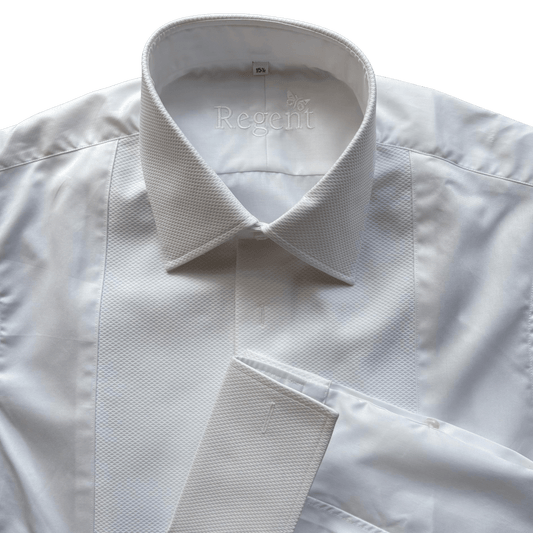 Regent - 'Heritage' - Dinner Shirt with Marcella Detail - Double Cuff - White - Regent Tailoring Salisbury