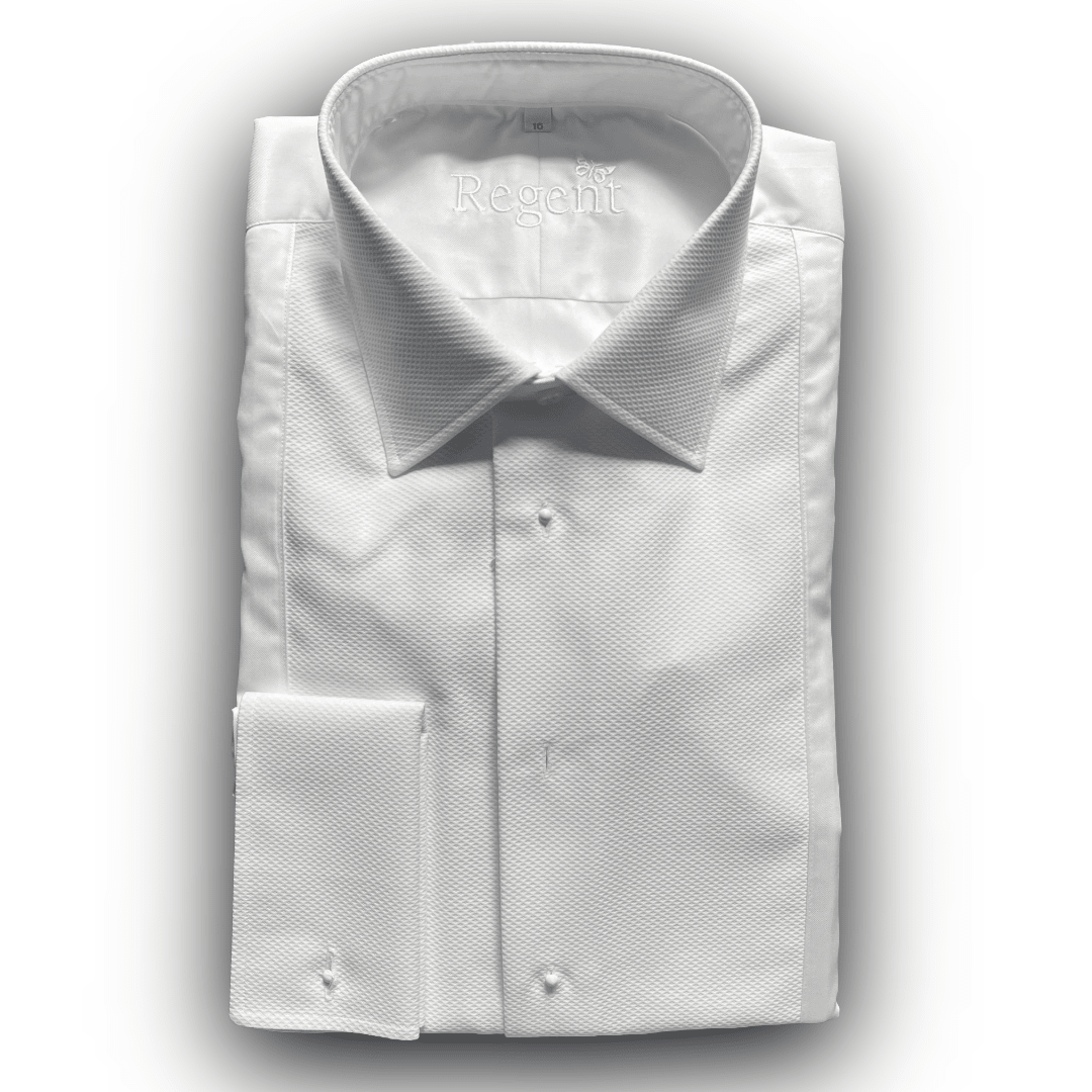 Regent - 'Heritage' - Dinner Shirt with Marcella Detail - Double Cuff - White - Regent Tailoring Salisbury