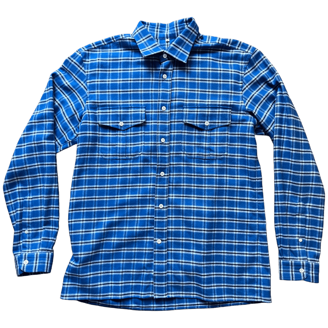 Regent - 'Hunter' - Flannel Shirt - Royal Blue & White Check - Regent Tailoring Salisbury