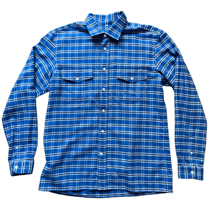 Regent - 'Hunter' - Flannel Shirt - Royal Blue & White Check - Regent Tailoring Salisbury