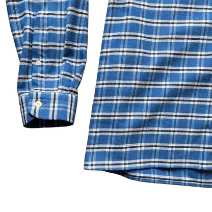Regent - 'Hunter' - Flannel Shirt - Royal Blue & White Check - Regent Tailoring Salisbury