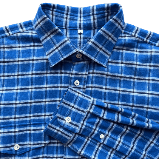 Regent - 'Hunter' - Flannel Shirt - Royal Blue & White Check - Regent Tailoring Salisbury
