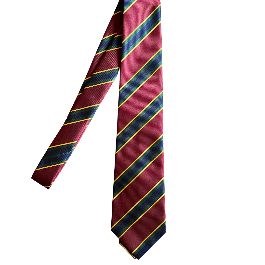 Regent - Ivy League Striped Silk Tie - Burgundy, Navy & Green - Regent Tailoring Salisbury