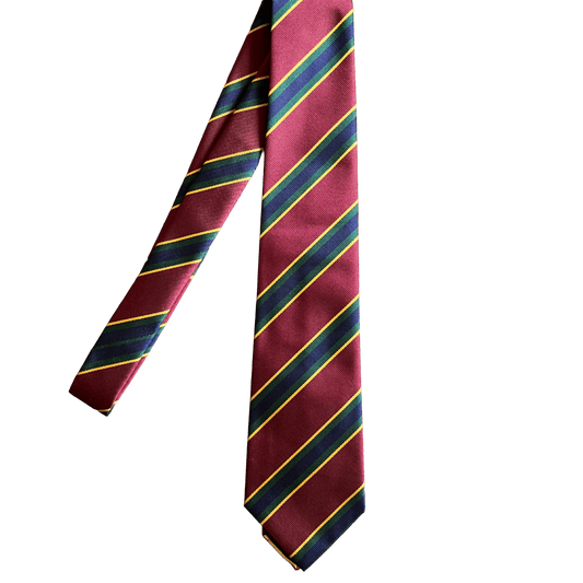 Regent - Ivy League Striped Silk Tie - Burgundy, Navy & Green - Regent Tailoring Salisbury