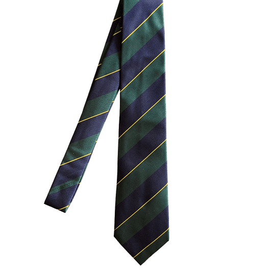 Regent - Ivy League Striped Silk Tie - Navy & Green - Regent Tailoring Salisbury