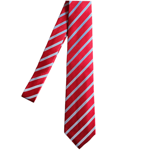 Regent - Ivy League Striped Silk Tie - Red & Blue - Regent Tailoring Salisbury