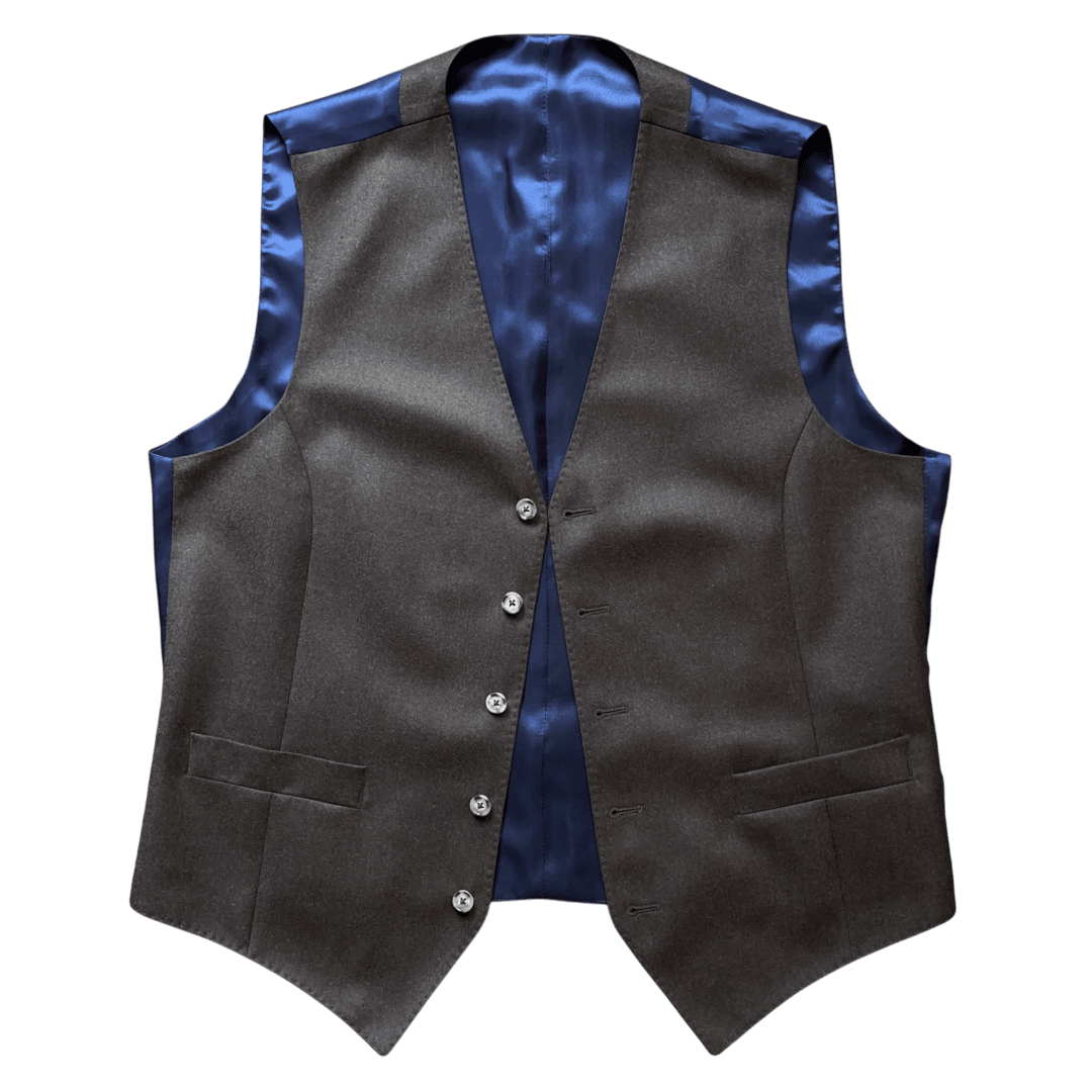 Regent - James Brown Waistcoat – Truffle Brown Wool Flannel - Regent Tailoring Salisbury