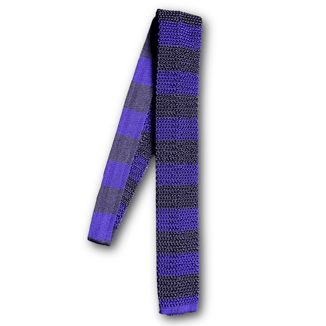 Regent - Knitted Silk Tie - Purple/Raisin Stripes - Regent Tailoring Salisbury