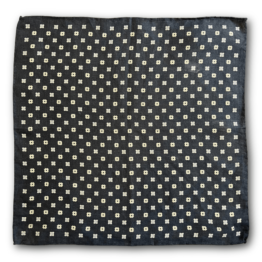 Regent - Linen Pocket Square - Dark Navy Spot - Regent Tailoring Salisbury