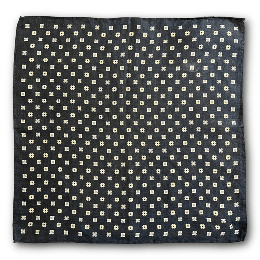 Regent - Linen Pocket Square - Dark Navy Spot - Regent Tailoring Salisbury