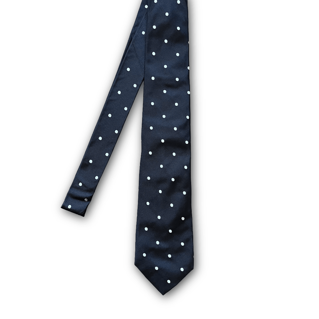 Regent Luxury Silk Tie - Black with White Spots - Regent Tailoring Salisbury