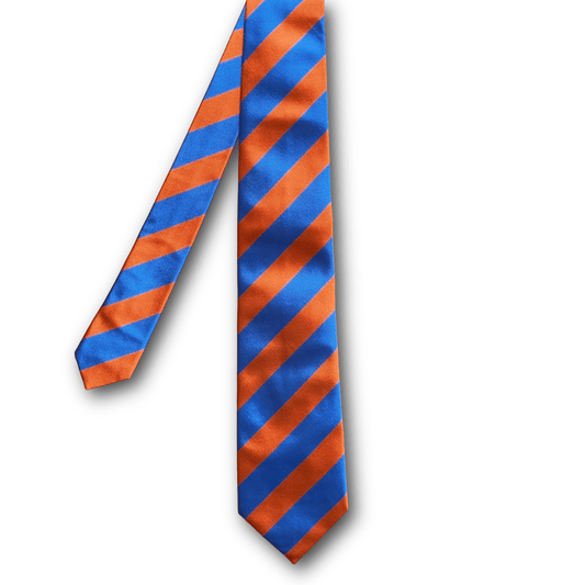 Regent Luxury Silk Tie - Blue & Orange Stripes - Regent Tailoring Salisbury