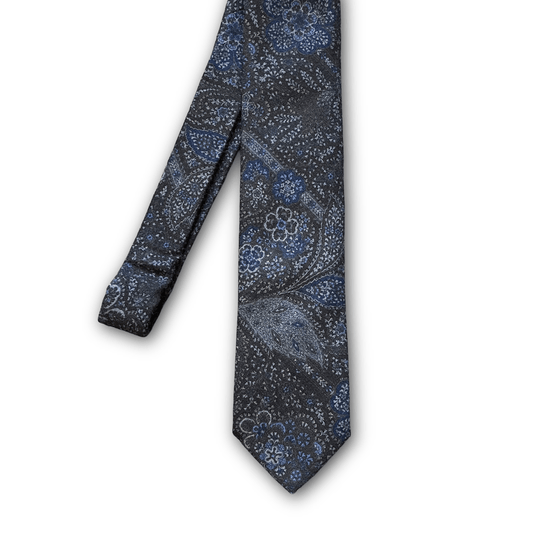 Regent Luxury Silk Tie - Brown with Blue & Grey Paisley - Regent Tailoring Salisbury
