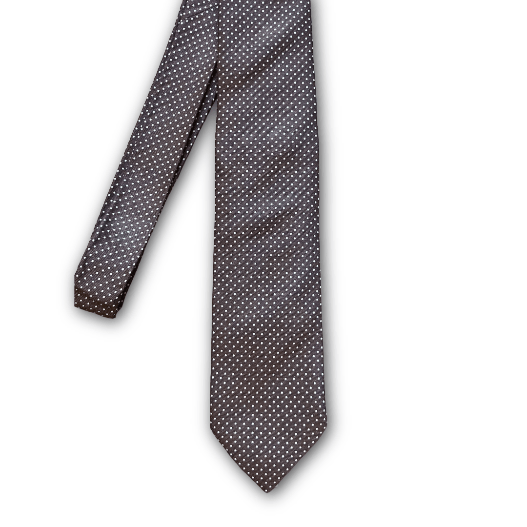 Regent Luxury Silk Tie - Brown with White Spots - Regent Tailoring Salisbury