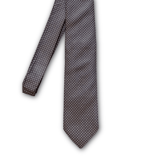 Regent Luxury Silk Tie - Brown with White Spots - Regent Tailoring Salisbury