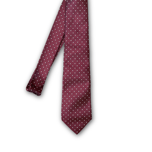 Regent Luxury Silk Tie - Burgundy with White Spot - Regent Tailoring Salisbury