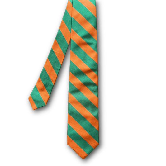 Regent Luxury Silk Tie - Orange & Green Stripes - Regent Tailoring Salisbury