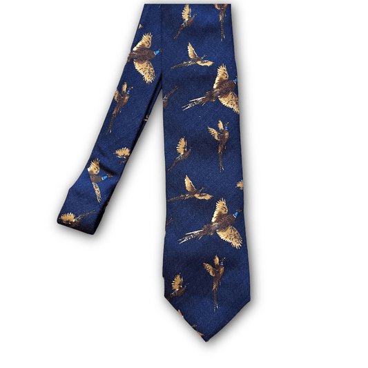 Regent Luxury Wool & Silk Tie - Navy Ducks - Regent Tailoring Salisbury