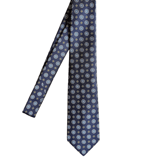 Regent - Medallion Silk Tie - Navy - Regent Tailoring Salisbury