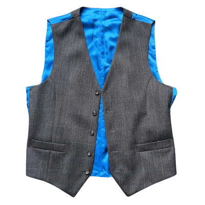 Regent - Norton Waistcoat – Charcoal Grey Wool with Blue Overcheck