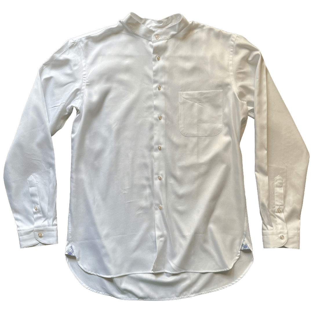 Regent - 'Pogo' - Twill Shirt - White Grandad Collar - Regent Tailoring Salisbury