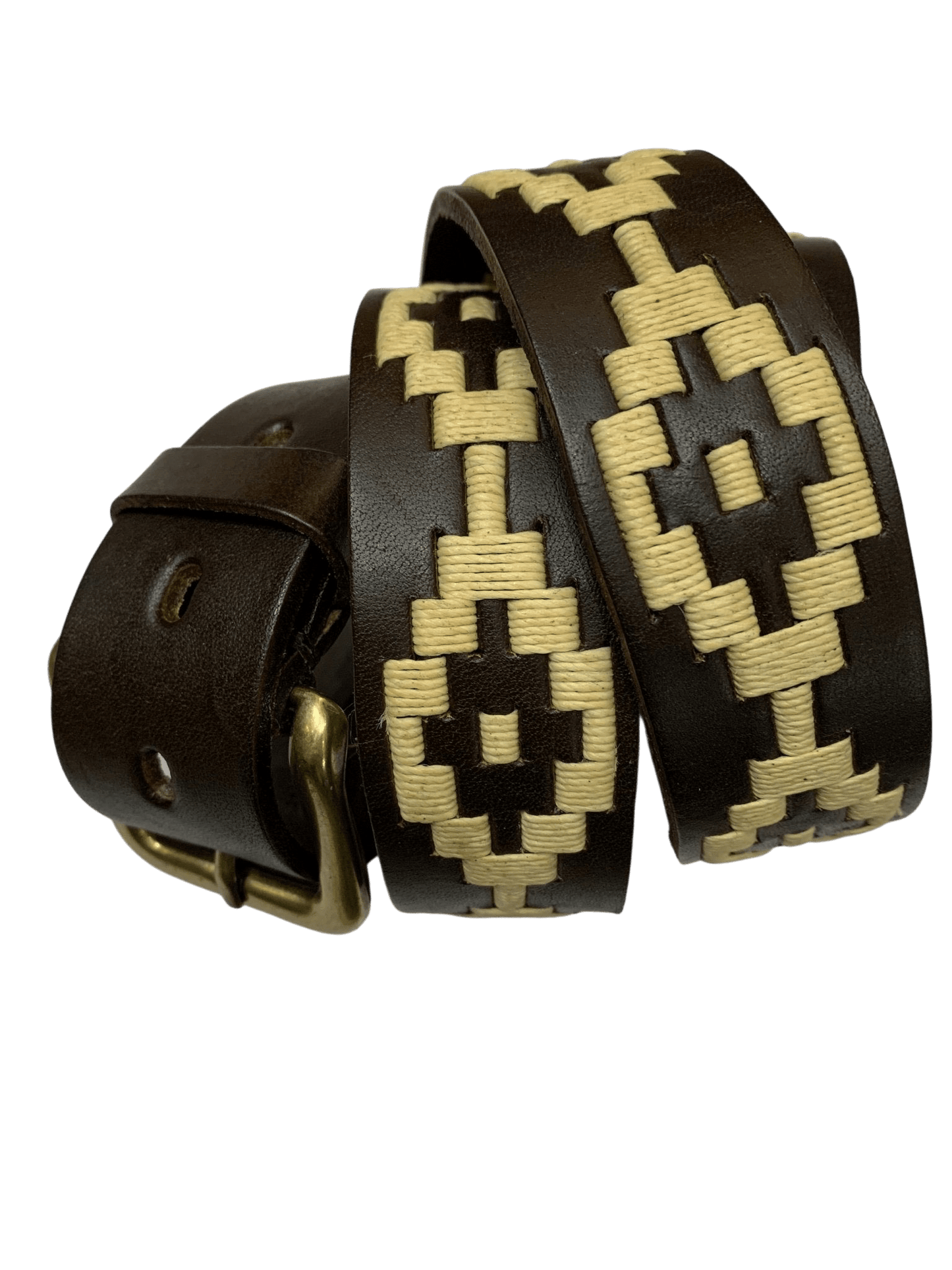 Regent - Polo Belt - Embroidered - Leather - Beige Diamond Aztec - Regent Tailoring Salisbury