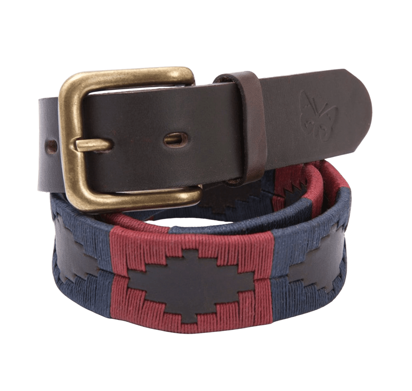 Regent - Polo Belt - Embroidered - Leather - Burgundy and Navy - Regent Tailoring Salisbury