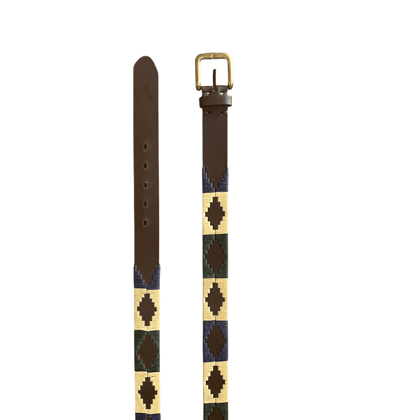Regent - Polo Belt - Embroidered - Leather - Green, Navy & Cream - Regent Tailoring Salisbury