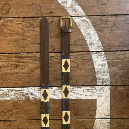 Regent - Polo Belt - Embroidered - Leather - Green, Navy & Cream - Regent TailoringPolo