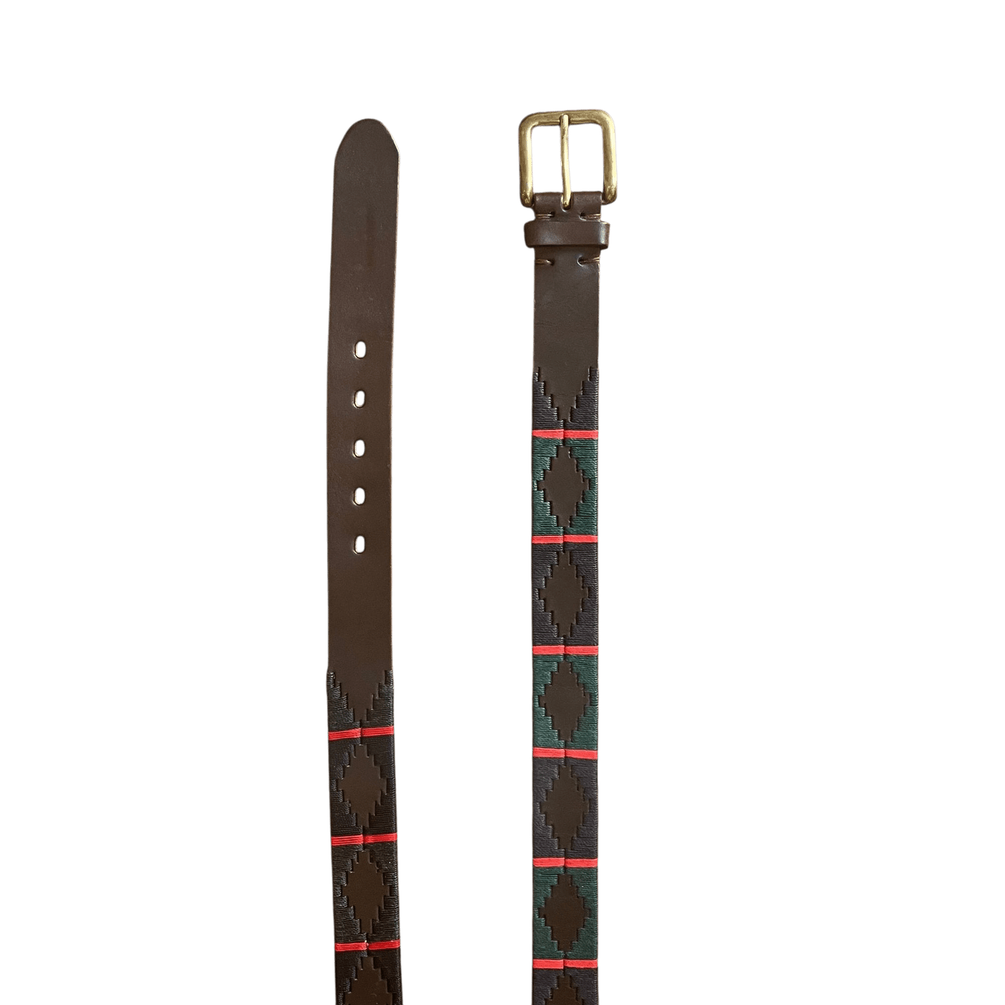 Regent - Polo Belt - Embroidered - Leather - Navy/Green/Red - Regent Tailoring Salisbury