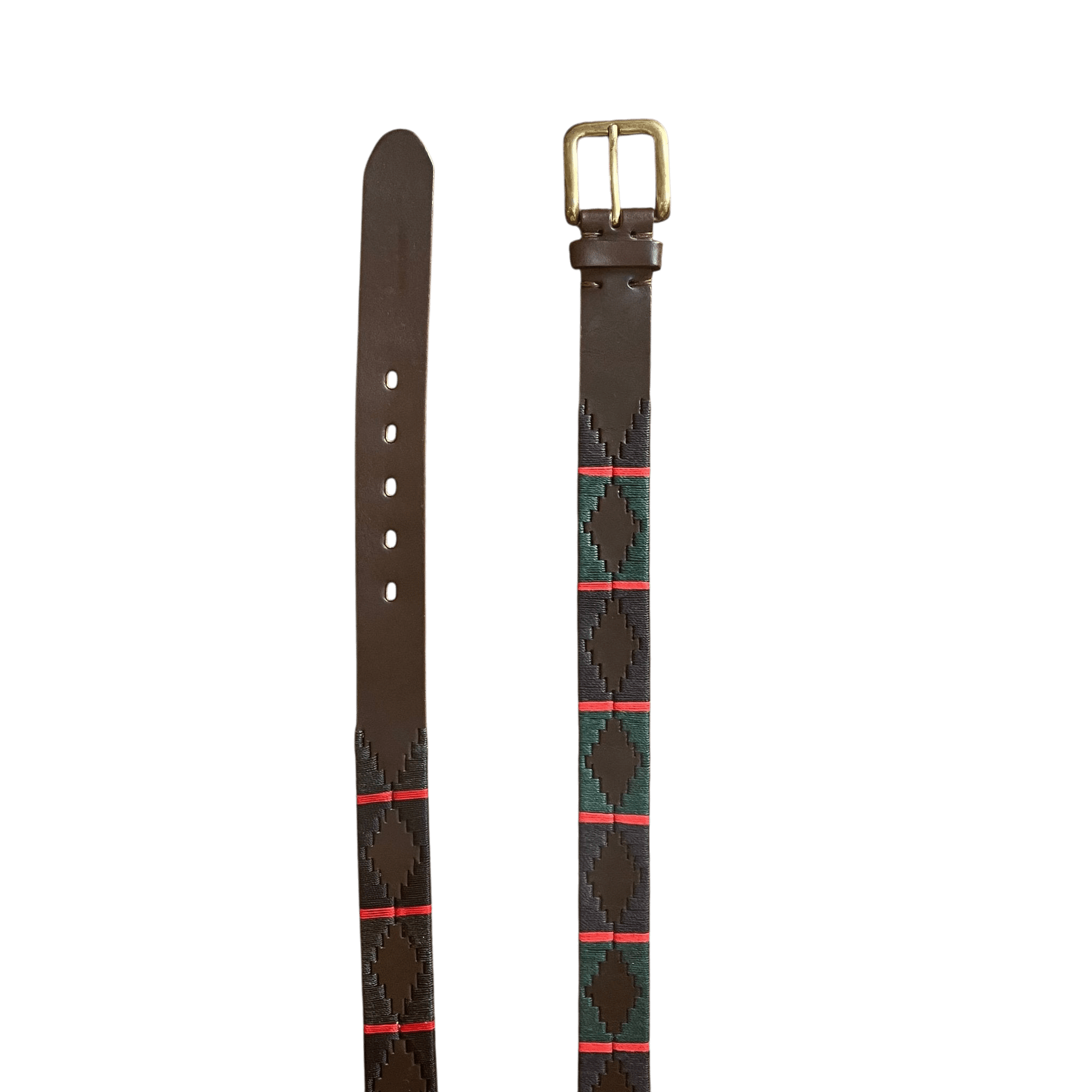Regent - Polo Belt - Embroidered - Leather - Navy/Green/Red - Regent Tailoring Salisbury