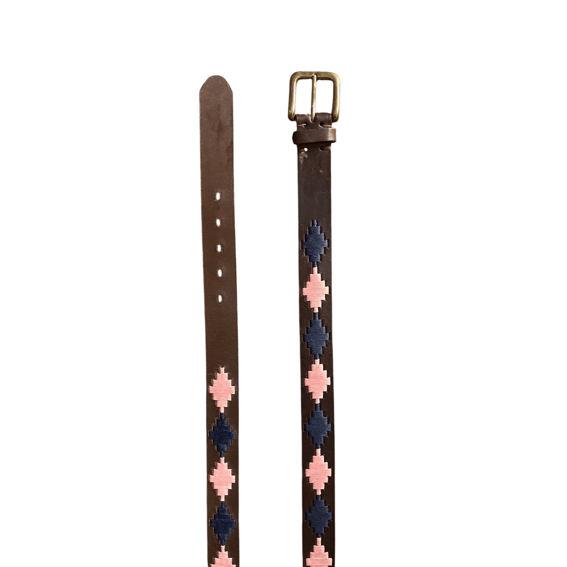 Regent - Polo Belt - Embroidered - Leather - Pink and Navy - Diamond - Regent Tailoring Salisbury