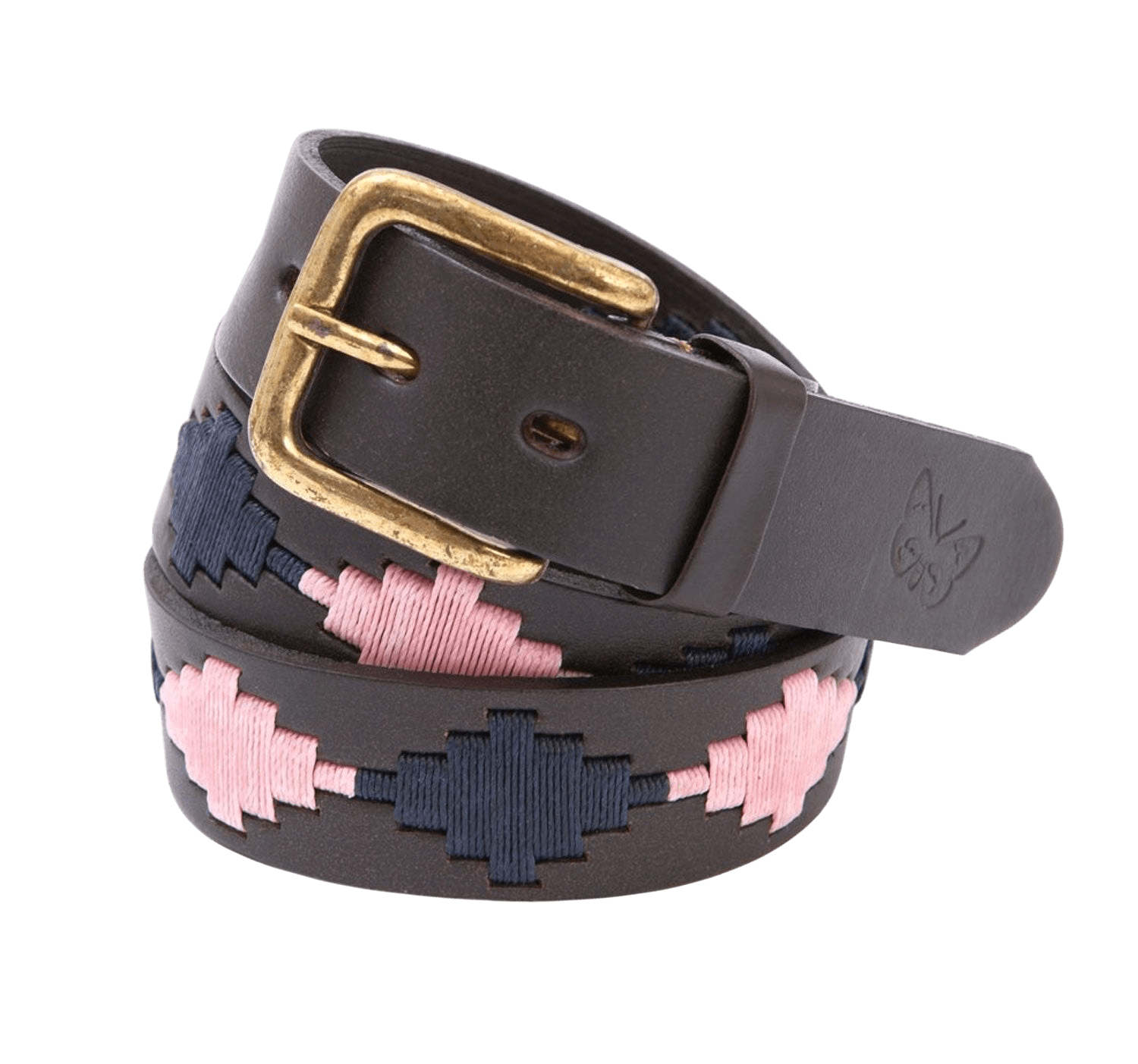 Regent - Polo Belt - Embroidered - Leather - Pink and Navy - Diamond - Regent Tailoring Salisbury