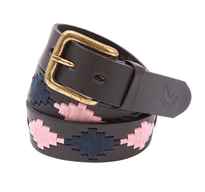 Regent - Polo Belt - Embroidered - Leather - Pink and Navy - Diamond - Regent Tailoring Salisbury