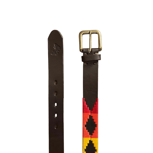 Regent - Polo Belt - Embroidered - Leather - Rainbow Multi Colour - Regent Tailoring Salisbury