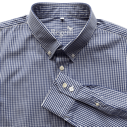 Regent - Poplin Button Down Shirt - Blue Gingham Shirt - Regent Tailoring Salisbury
