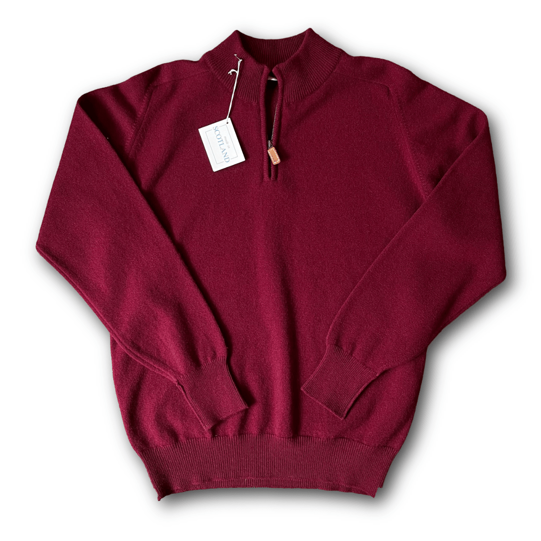 Regent - Quarter-Zip Jumper - Geelong - Burgundy - Regent Tailoring Salisbury
