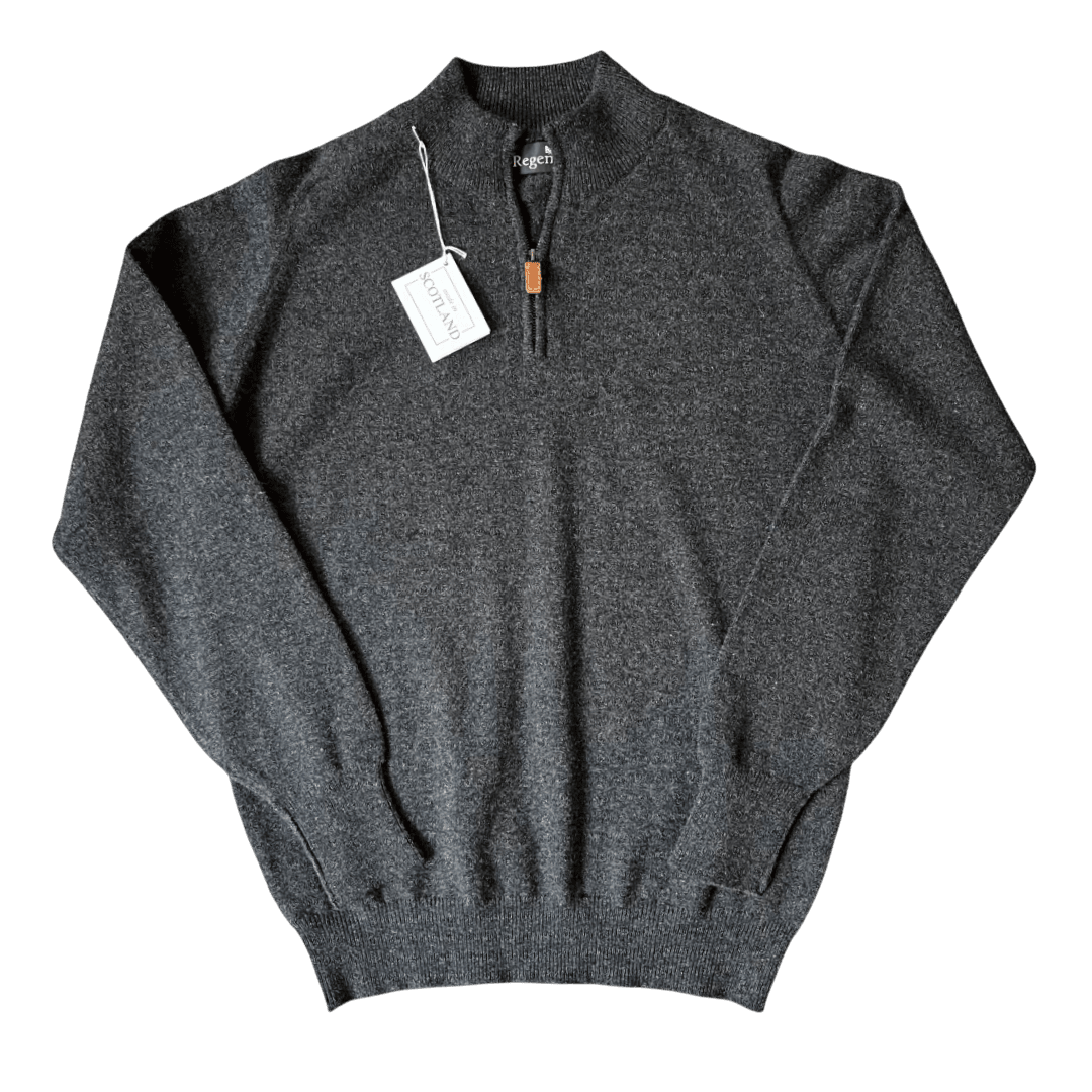 Regent - Quarter-Zip Jumper - Geelong - Charcoal - Regent Tailoring Salisbury