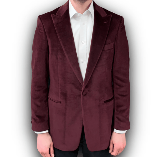 Regent - 'Raymond' Smoking Jacket - Burgundy Red - Velvet 310g - Regent Tailoring Salisbury
